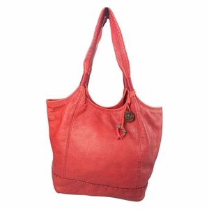 The Sak Boho Medium Red Leather Hobo Tote Bag Shoulder Purse